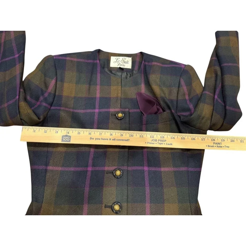 Le Suit‎ Plaid Blazer tartan purple plaid Size 4P